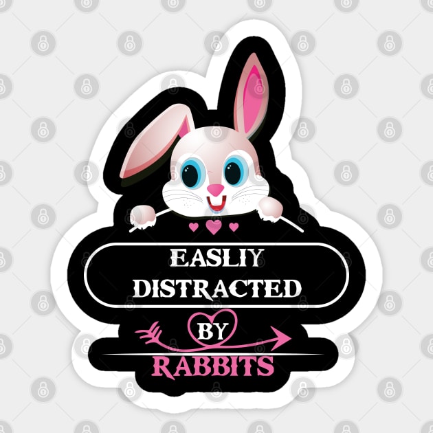 easily distracted by rabbits Sticker by youki